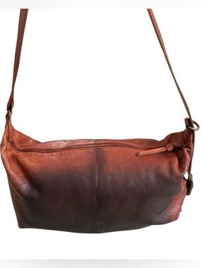 Free People Distressed Brown Ombre Leather Crossbody Bag